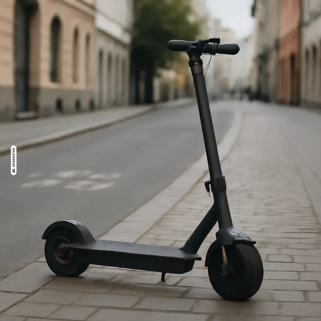 Elektro-Kickscooter auf einem Gehsteig in einer österreichischen Stadt