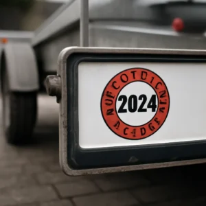 KFZ Recht & Gesetze – Was ist erlaubt? 16 Anhänger mit Pickerl-Prüfplakette am Kennzeichenhalter, Österreich