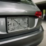 Leerer Kennzeichenhalter am Heck eines Autos ohne Kennzeichentafel – Symbolbild Kennzeichen verloren Oesterreich