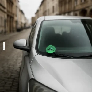 Windschutzscheibe eines PKW mit grüner Umweltplakette – Symbolbild Umweltzone